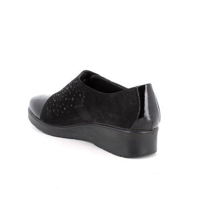 Enval Soft 8761300 Scarpe nere con zeppa in pelle da donna