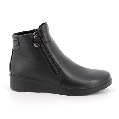 Enval Soft 8761400 Stivaletti neri con zeppa in pelle da donna