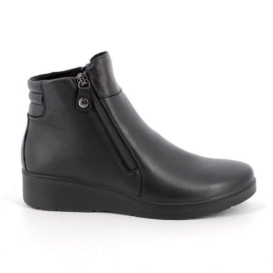 Enval Soft 8761400 Stivaletti neri con zeppa in pelle da donna