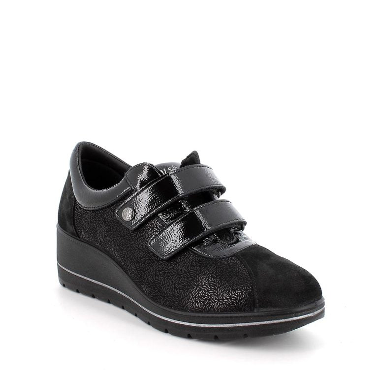 Enval Soft 8763800 Scarpe con zeppa da donna nero laminato-nero