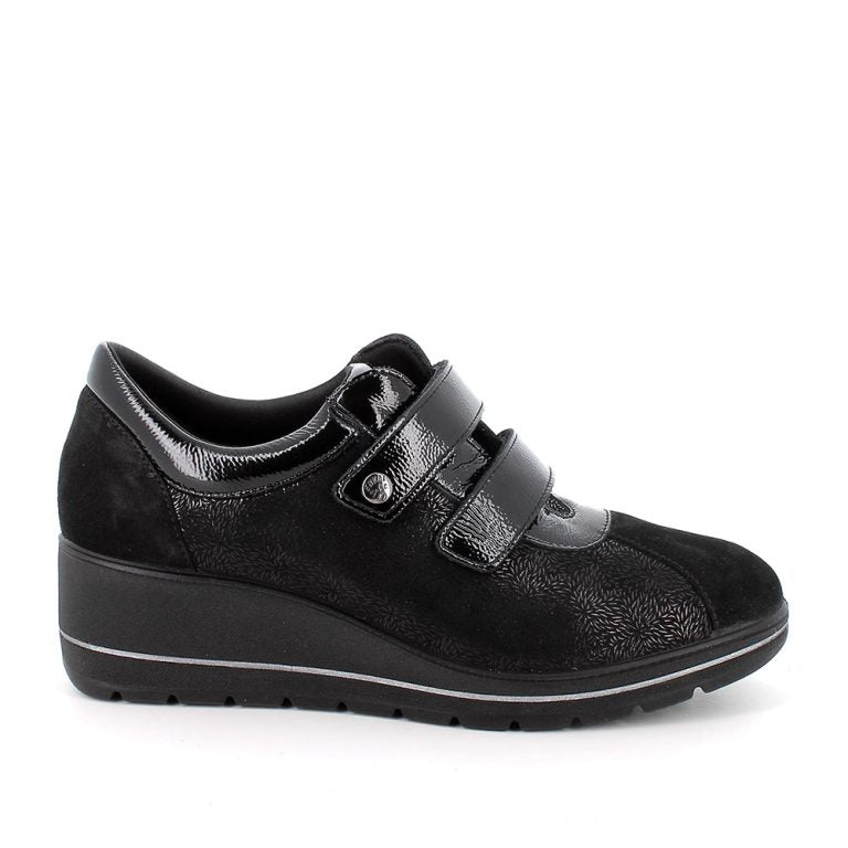 Enval Soft 8763800 Scarpe con zeppa da donna nero laminato-nero