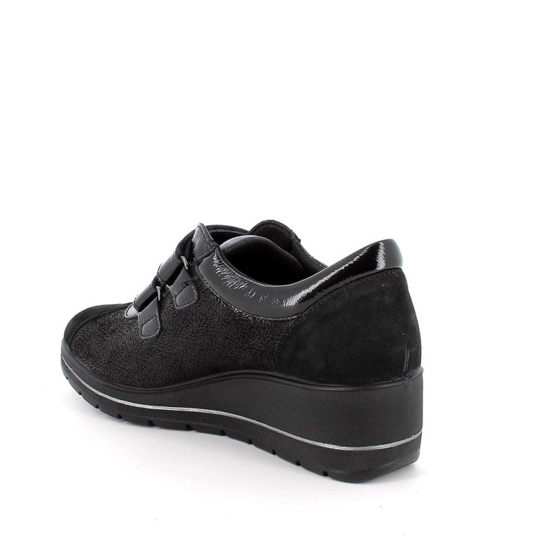 Enval Soft 8763800 Scarpe con zeppa da donna nero laminato-nero