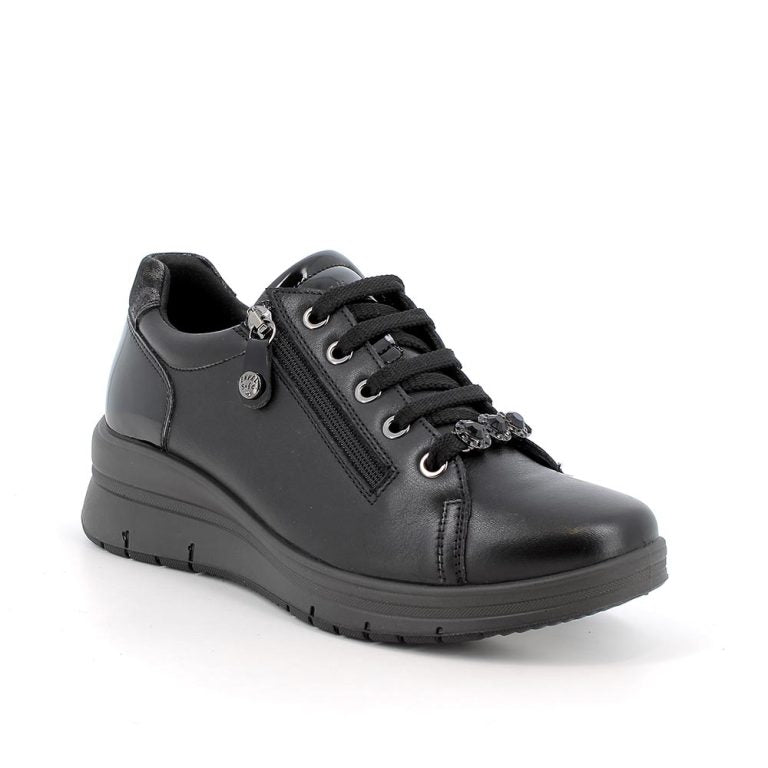 Enval Soft 8777900 Scarpe da donna in pelle nere con zeppa