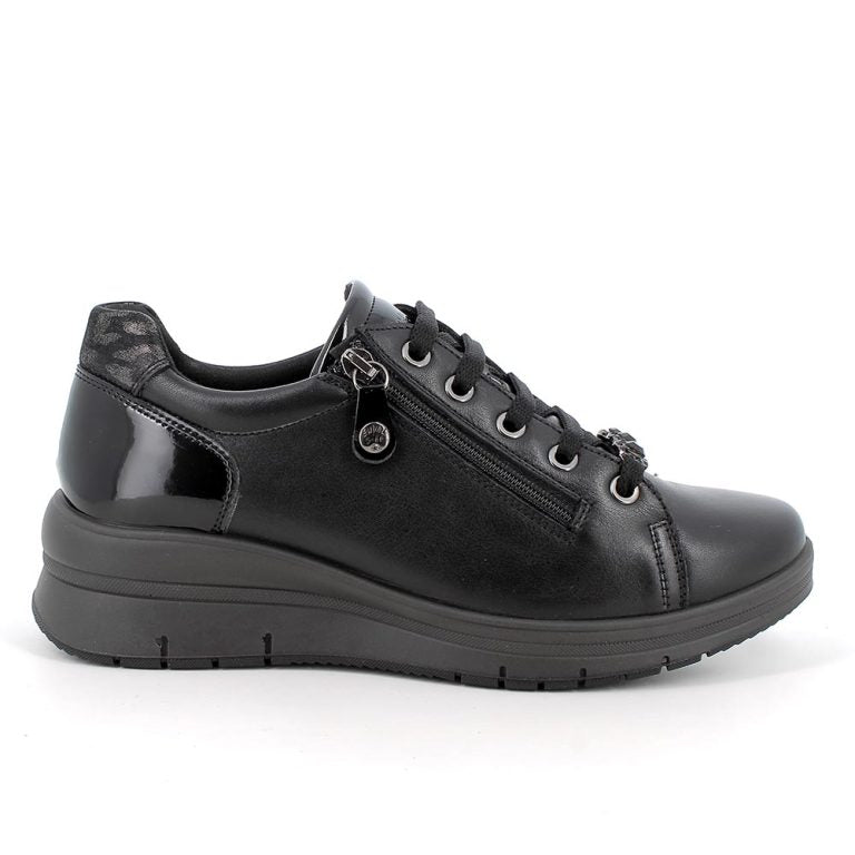 Enval Soft 8777900 Scarpe da donna in pelle nere con zeppa