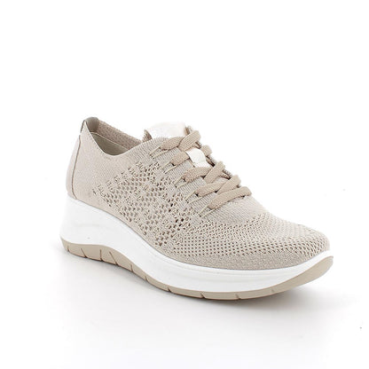 Igi&Co 1140833 Scarpe con zeppa da donna beige e platino con lacci