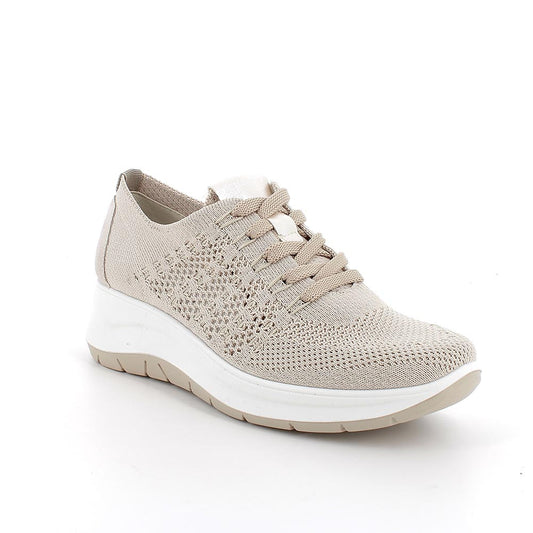 Igi&Co 1140833 Scarpe con zeppa da donna beige e platino con lacci