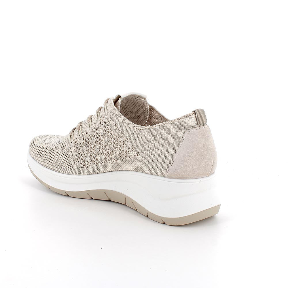 Igi&Co 1140833 Scarpe con zeppa da donna beige e platino con lacci