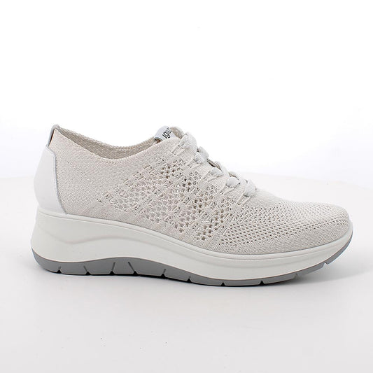 Igi&Co 1140844 Scarpe con zeppa da donna bianco e argento con lacci