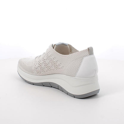 Igi&Co 1140844 Scarpe con zeppa da donna bianco e argento con lacci