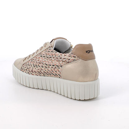 Igi&Co 1145777 Sneakers con zeppa da donna platino e beige con zip