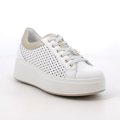 Igi&Co 1146911 Sneakers con zeppa da donna bianco con lacci
