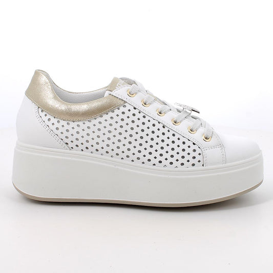 Igi&Co 1146911 Sneakers con zeppa da donna bianco con lacci