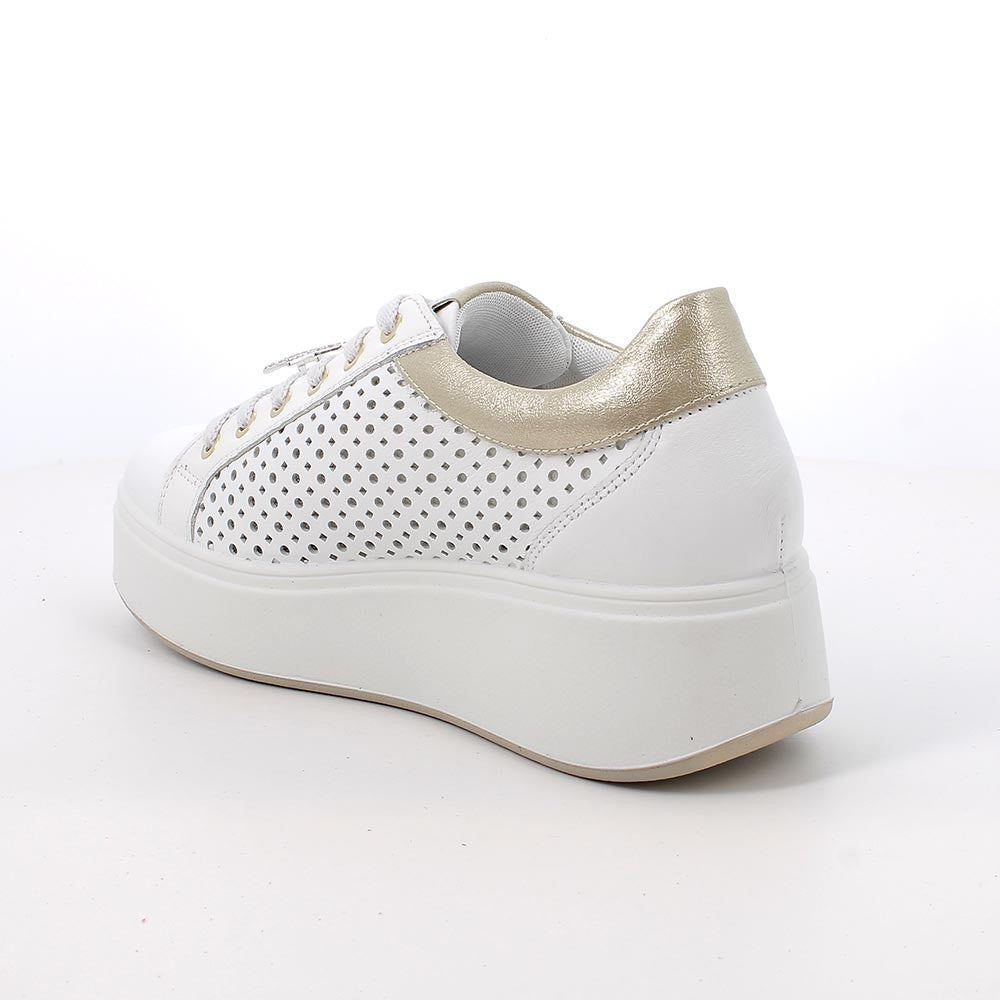 Igi&Co 1146911 Sneakers con zeppa da donna bianco con lacci