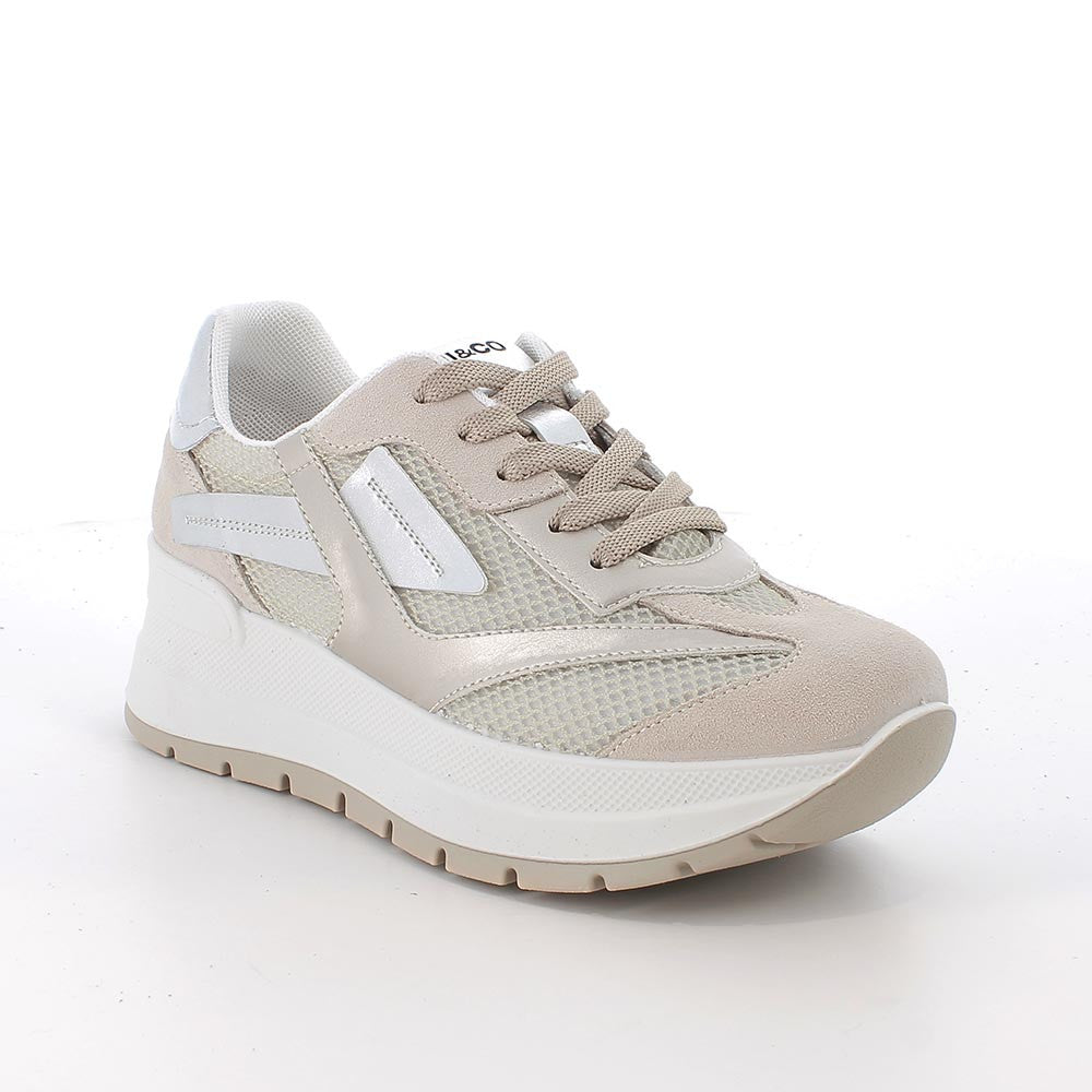 Igi&Co 1156933 Sneakers con zeppa da donna beige e argento con lacci