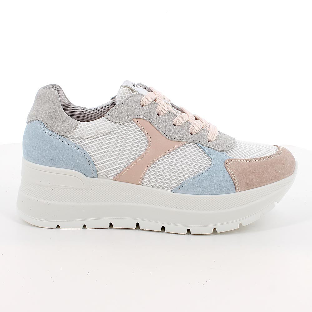 Igi&Co 1157033 Sneakers con zeppa da donna rosa e celeste con lacci