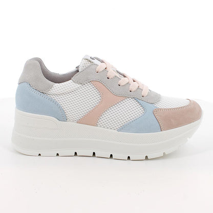 Igi&Co 1157033 Sneakers con zeppa da donna rosa e celeste con lacci