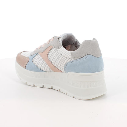 Igi&Co 1157033 Sneakers con zeppa da donna rosa e celeste con lacci