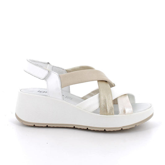 Igi&Co 1163122 Sandali con zeppa da donna bianco e beige con strap