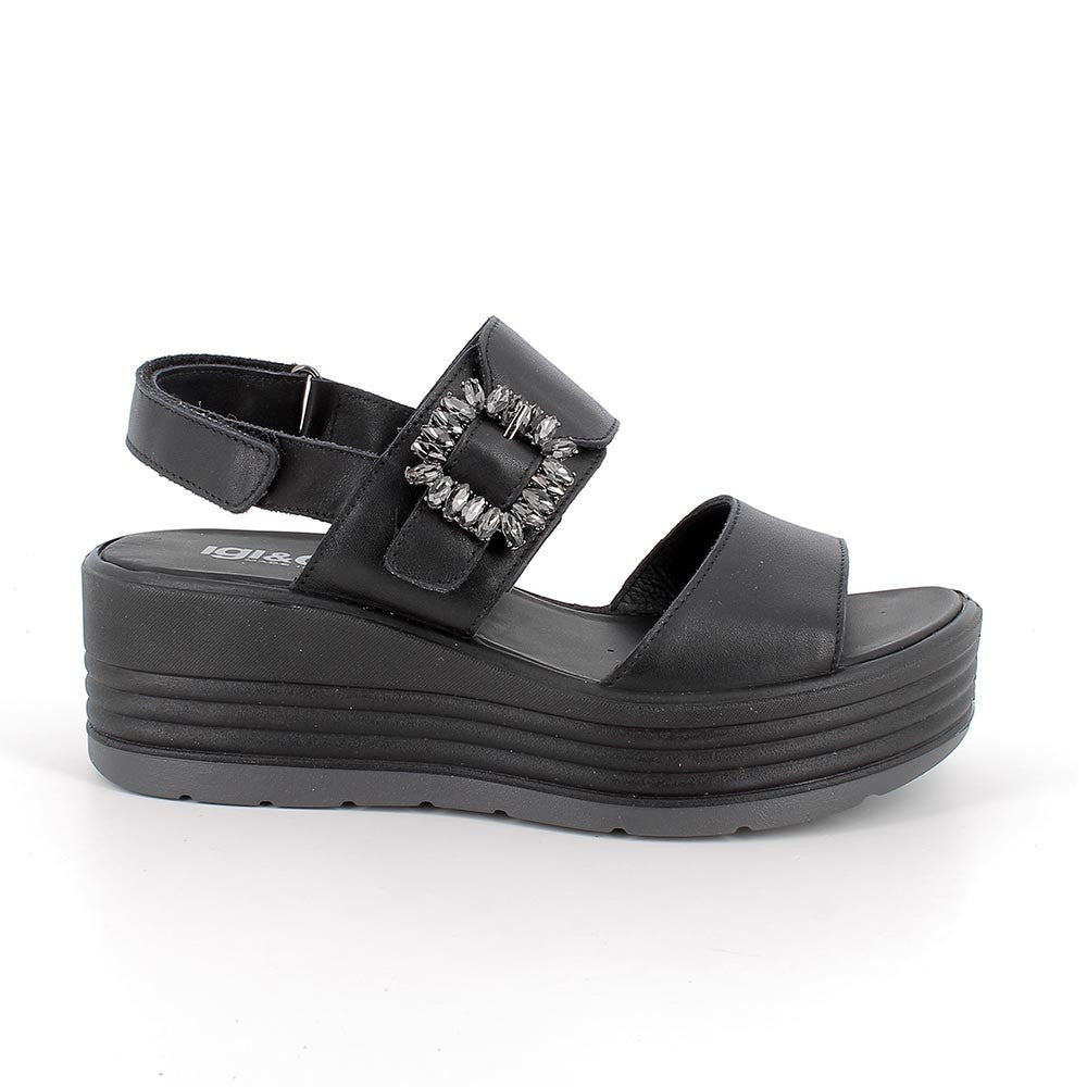 Igi&Co 1164500 Sandali con zeppa da donna nero con strap