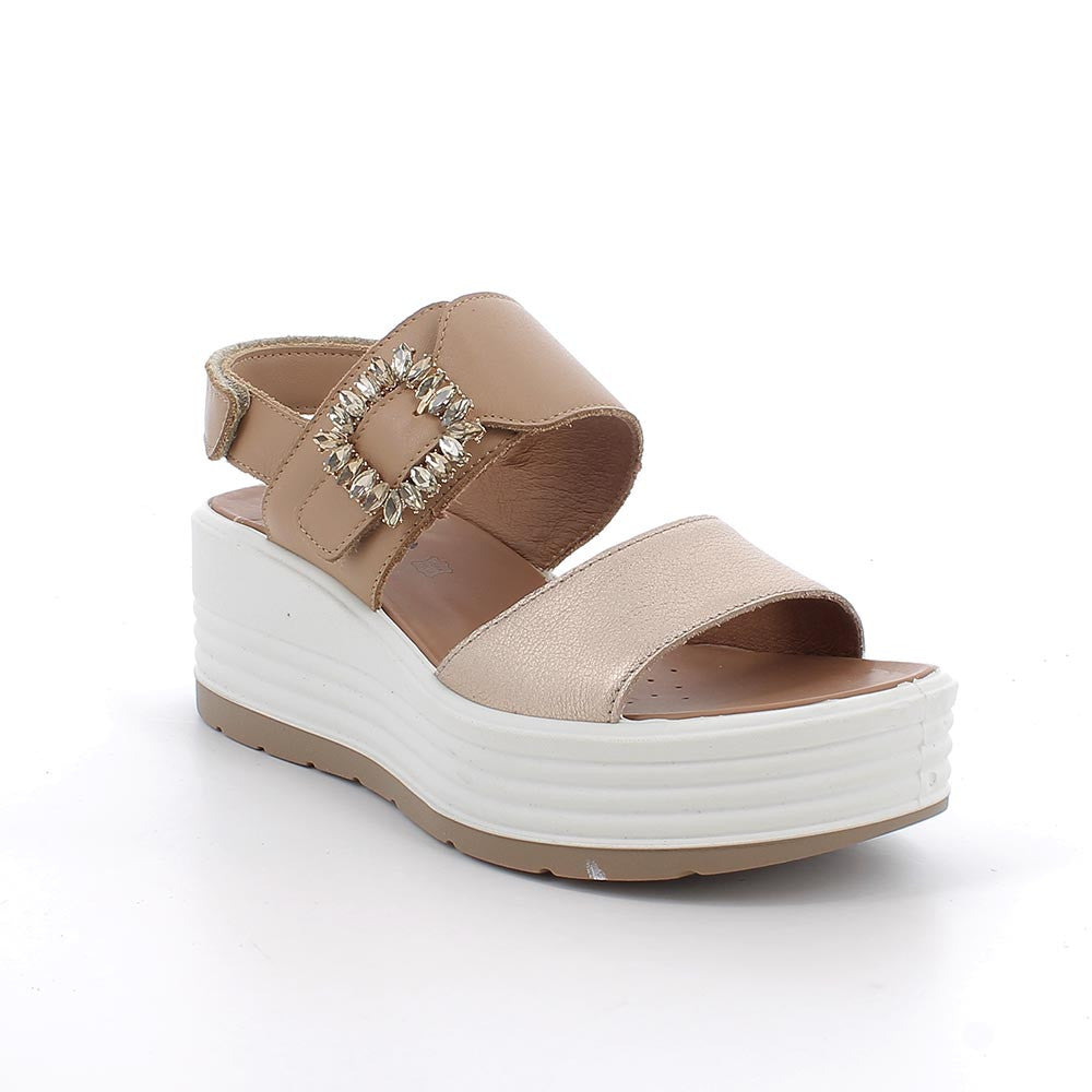 Igi&Co 1164511 Sandali con zeppa da donna beige e platino con strap