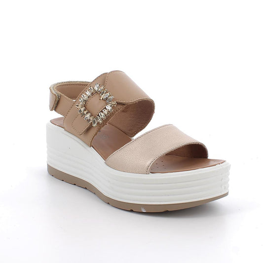 Igi&Co 1164511 Sandali con zeppa da donna beige e platino con strap