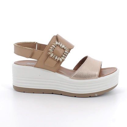 Igi&Co 1164511 Sandali con zeppa da donna beige e platino con strap