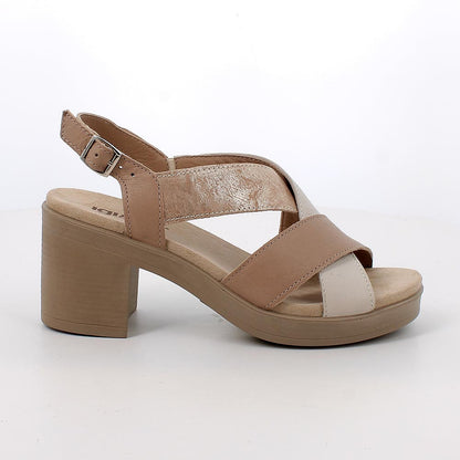 Igi&Co 1171211 Sandali con tacco da donna beige e marrone con fibbia