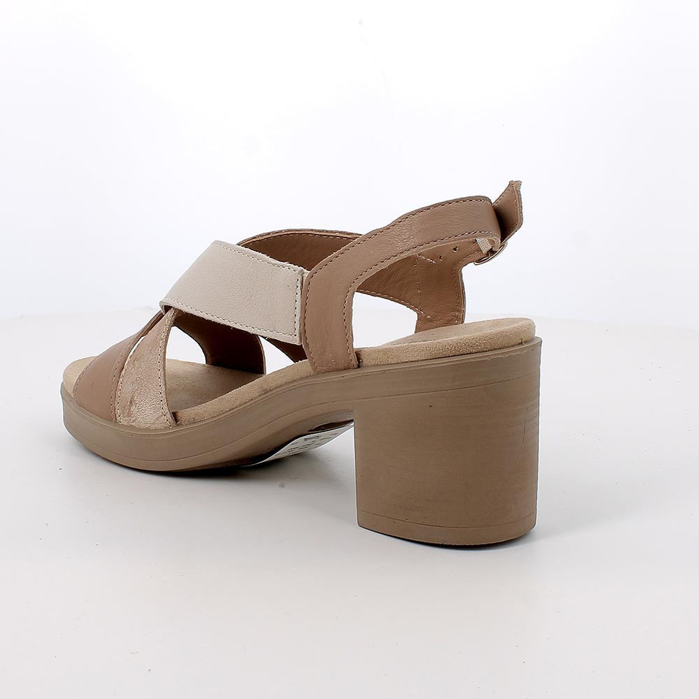 Igi&Co 1171211 Sandali con tacco da donna beige e marrone con fibbia