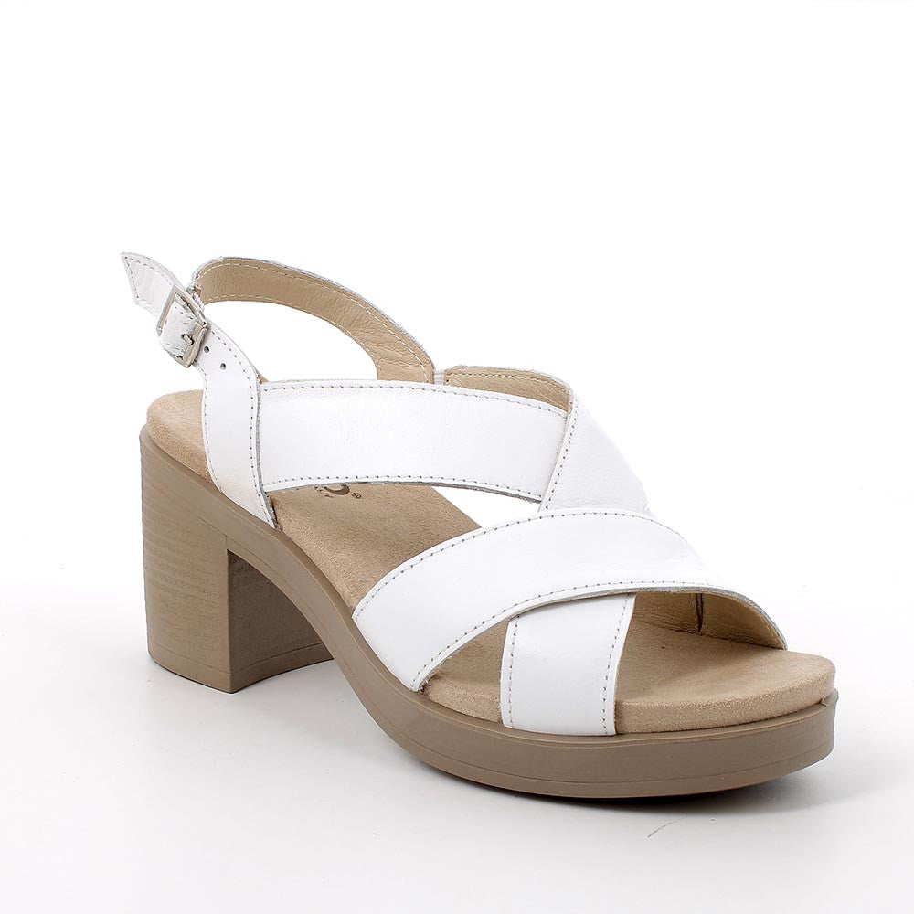 Igi&Co 1171222 Sandali con tacco da donna bianco e beige con fibbia