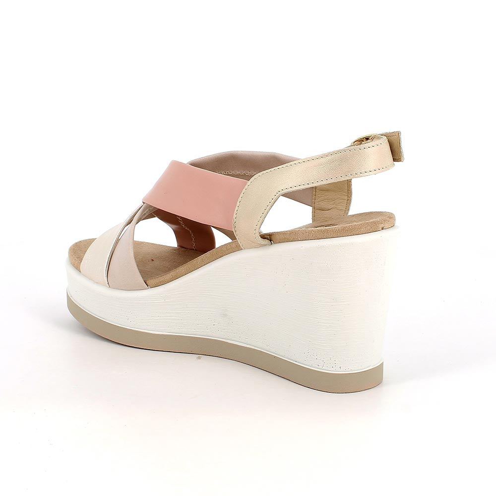 Igi&Co 1173211 Sandali con zeppa da donna platino e rosa con fibbia