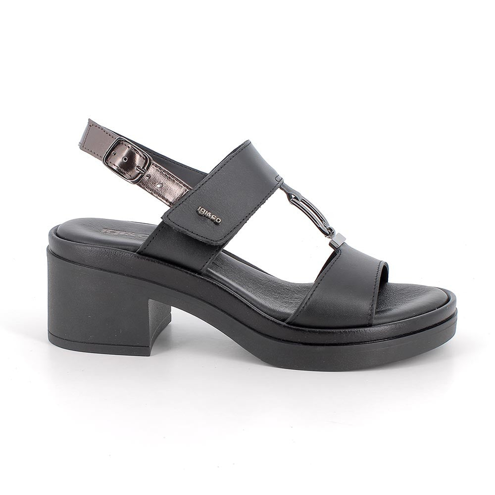 Igi&Co 1193400 Sandali con tacco da donna nero e grigio con strap