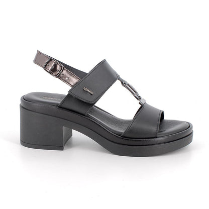 Igi&Co 1193400 Sandali con tacco da donna nero e grigio con strap