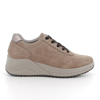 Igi&Co 2150855 Sneakers con zeppa da donna beige con lacci