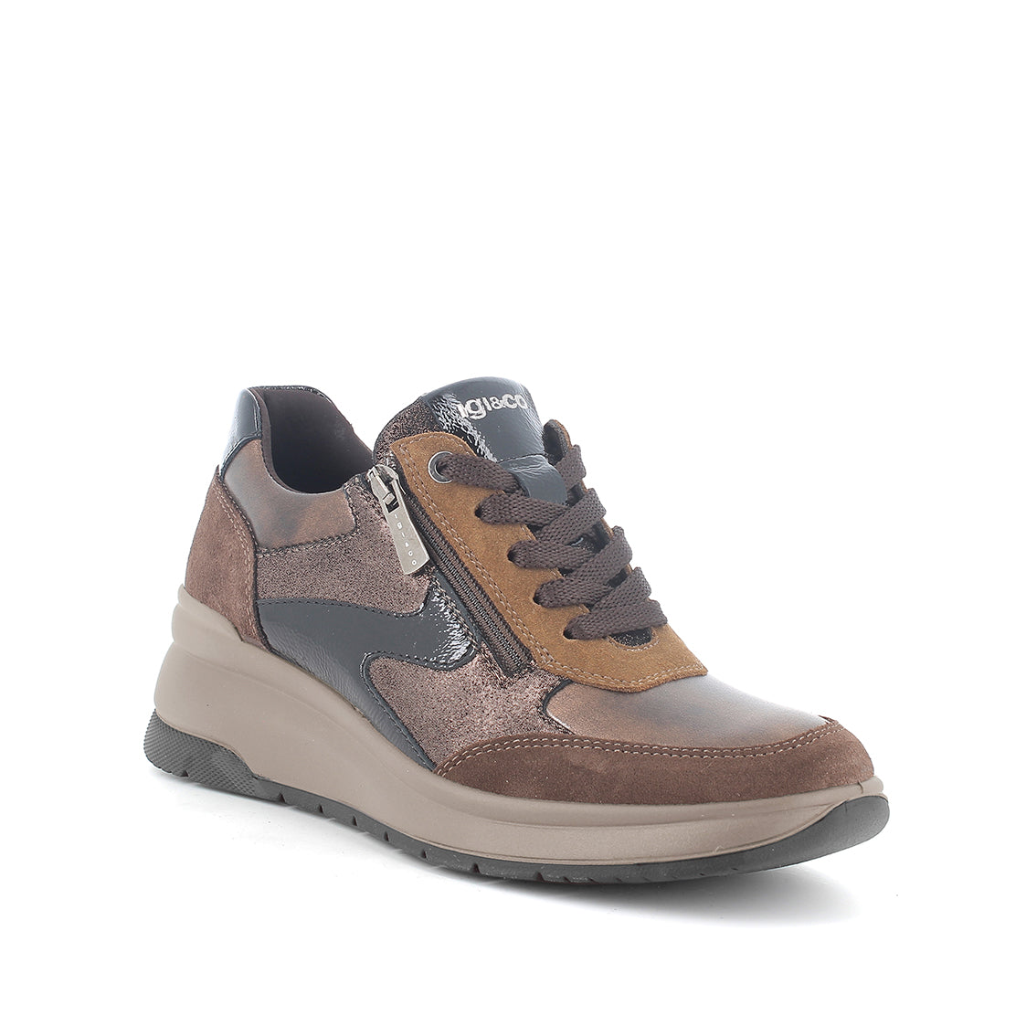 Igi&Co 2152311 Sneakers con zeppa da donna marrone con zip