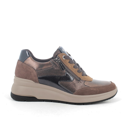 Igi&Co 2152311 Sneakers con zeppa da donna marrone con zip