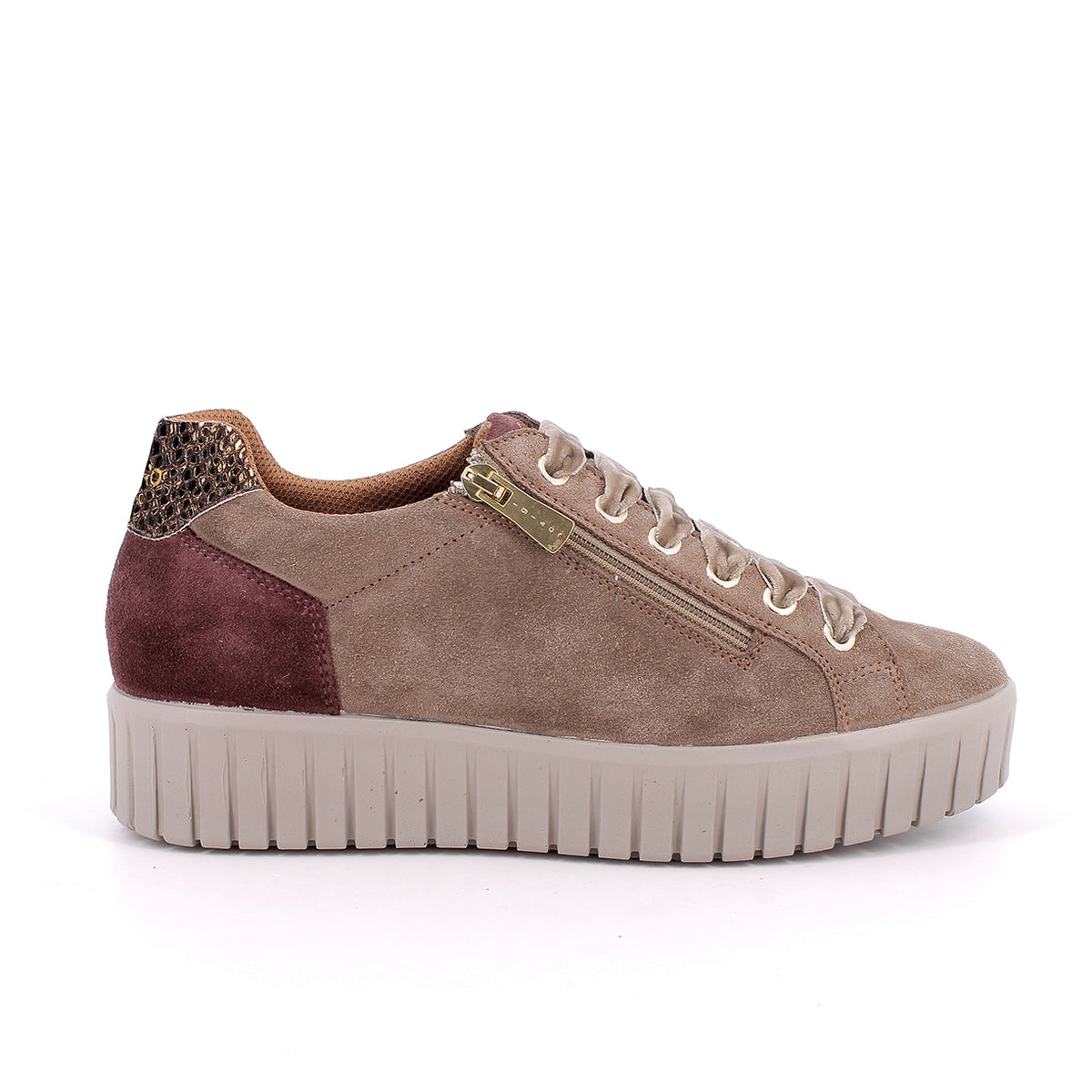 Igi&Co 2168644 Sneakers con zeppa da donna beige con zip