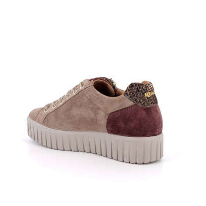 Igi&Co 2168644 Sneakers con zeppa da donna beige con zip