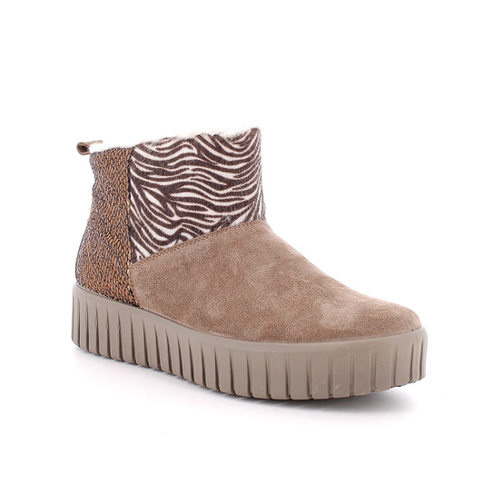 Igi&Co 2168811 Stivaletti con zeppa da donna beige e marrone con zip