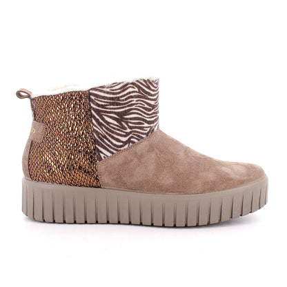 Igi&Co 2168811 Stivaletti con zeppa da donna beige e marrone con zip