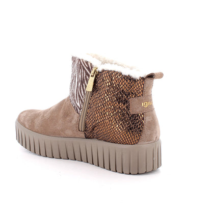 Igi&Co 2168811 Stivaletti con zeppa da donna beige e marrone con zip