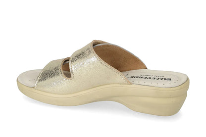 Valleverde 25312 ciabatta donna con velcro, sottopiede in pelle