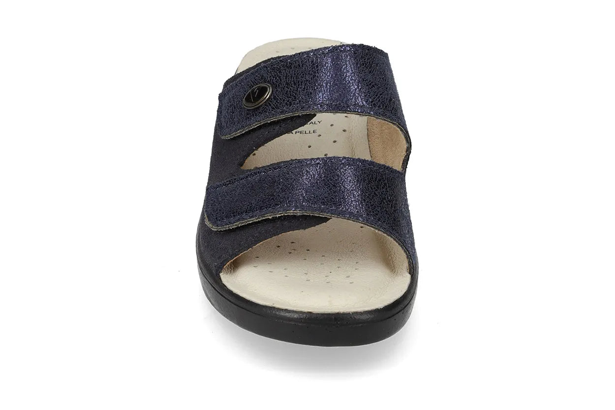Valleverde 25312 ciabatta donna con velcro, sottopiede in pelle