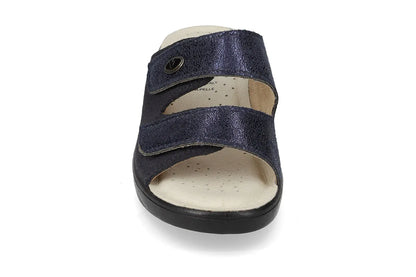 Valleverde 25312 ciabatta donna con velcro, sottopiede in pelle