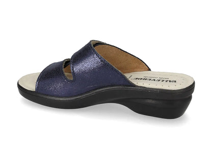 Valleverde 25312 ciabatta donna con velcro, sottopiede in pelle