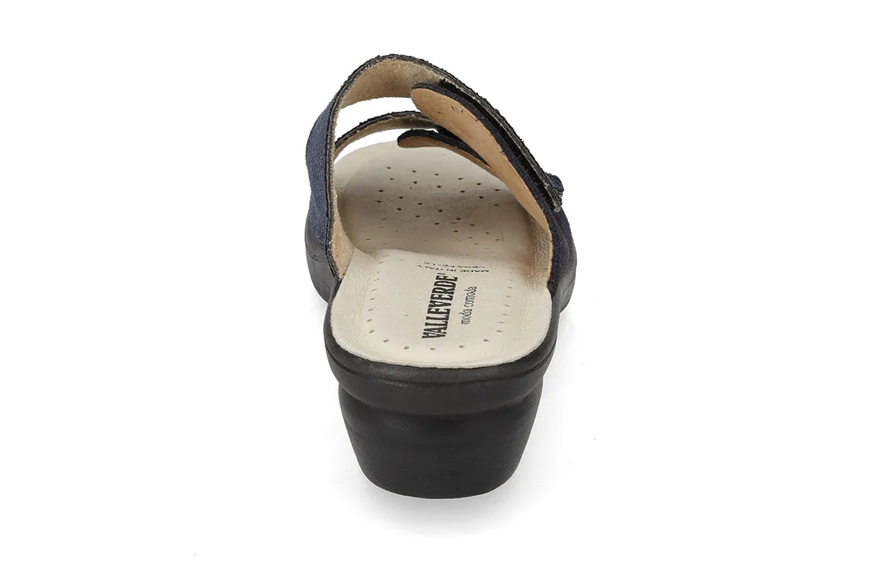 Valleverde 25312 ciabatta donna con velcro, sottopiede in pelle