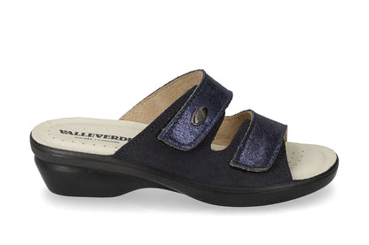 Valleverde 25312 ciabatta donna con velcro, sottopiede in pelle