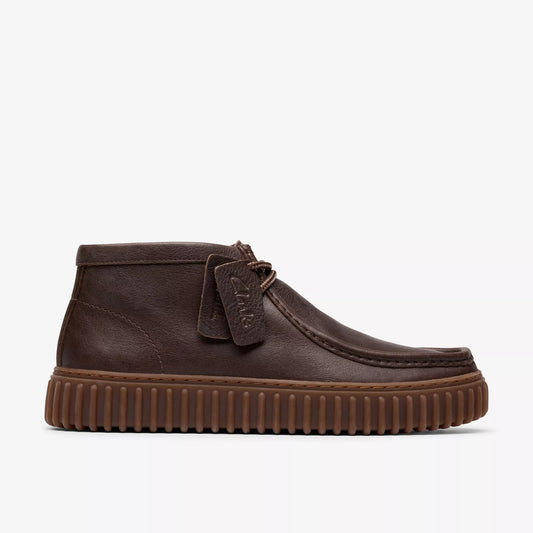 Clarks 26183425 Torhill Hi Pelle marrone scuro da uomo