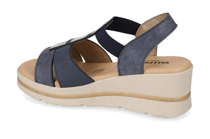 Valleverde 55581 sandalo zeppa con accessorio decorativo e sottopiede in pelle