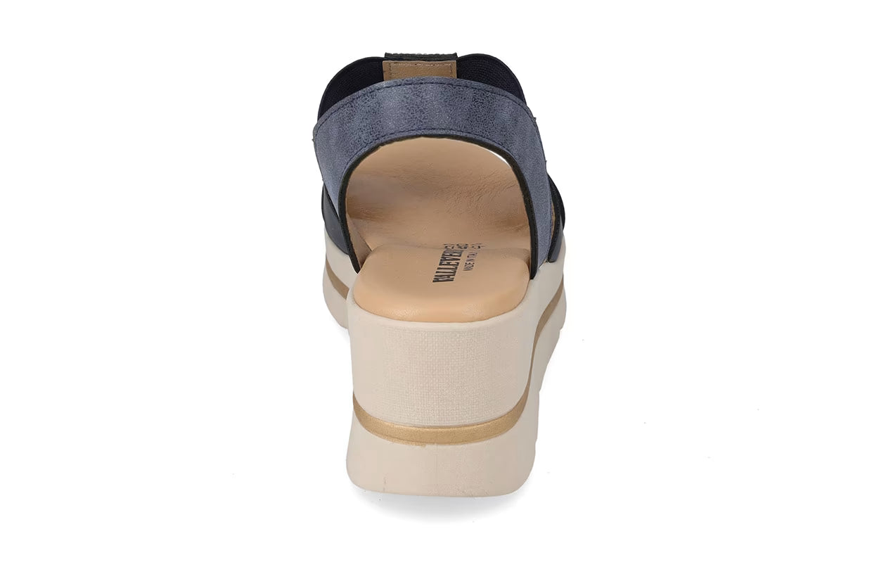Valleverde 55581 sandalo zeppa con accessorio decorativo e sottopiede in pelle