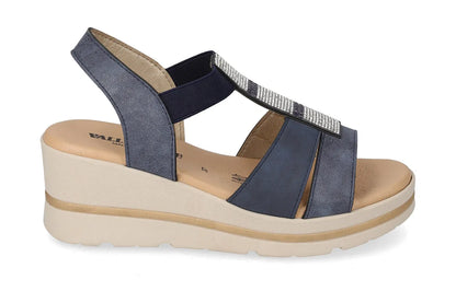 Valleverde 55581 sandalo zeppa con accessorio decorativo e sottopiede in pelle
